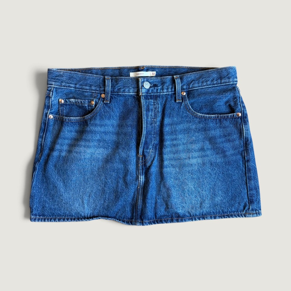 Levis Icon Skirt Womens 32 Medium Wash Blue Denim Mini Skirt